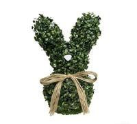 Statuetta di coniglio in finto bosso, 43 cm, decorazione per casa e ufficio | Verde artificiale realistico, struttura in plastica, imita piante vive, stile di vita occupato, espositore da tavolo da