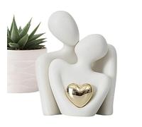 Statuetta di coppia che abbraccia | Scultura moderna in ceramica romantica astratta, figure di coppia di San Valentino estetico coppia accenti per la casa per soggiorno libreria in