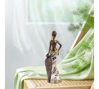 Statuetta di donne africane marrone per la libreria del soggiorno,
