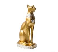Statuetta di gatto bastet egiziano, statua della dea in resina e portacandele, decorazione da collezione in oro bianco e nero, decorazione da collezione per casa e ufficio, arte dell'antico Egitto (15