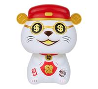 Statuetta di gatto fortunato cinese - Statua solare del gatto fortunato, statua solare del gatto Bobblehead | Statuetta di gatto fortunato con espressione vivida per camera da letto, area di lavoro