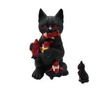 Statuetta di gatto nero - piccola scultura artigianale di Halloween - statuetta gatto mangia nano per decorazione domestica - per vetrina tavolo da notte tavolo da pranzo, libreria di soggiorno camera