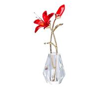 Statuetta di giglio di cristallo con vaso, fatta a mano in vetro rosso lilium floreale, da collezione, regalo per donne, regali di nozze per coppie, decorazione per feste in casa (giglio rosso)