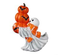 Statuetta di Halloween Gh-ost, statua spettrale in resina a forma di gatto nero, decorazione di gatto con cappello e zucca, statua decorativa per interni per la decorazione domestica (B)