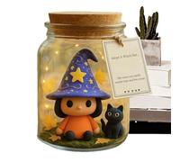 Statuetta di Halloween, statuetta di strega con gatto e cappello, centrotavola da tavolo, oggetti di scena per feste di Halloween, per studio, fotografia, università, dormitorio, soggiorno, bagno