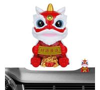 Statuetta di leone cinese, statua di leone cinese,Decorazione con tremante a energia solare - Piccole decorazioni artigianali con leoni, figure per desktop e auto di Capodanno