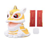 Statuetta di Leone Fortunato, Leone Sveglio che Annuisce Automaticamente con Testa ad Energia Solare Porta Ornamento Della Fortuna per la Decorazione Domestica Dell'esposizione (Giallo)