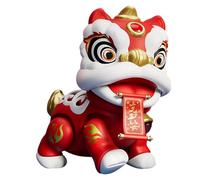 Statuetta di leone: giocattolo di movimento musicale, leone cinese con luce LED, animale domestico culturale vibrante, scultura decorativa resistente, per festa di Capodanno lunare
