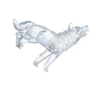 Statuetta di lupo che ulula in vetro, statuetta a forma di animale per mensola o scrivania, decorazione per la casa