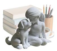 Statuetta di ragazza e cane, simpatica statuetta commemorativa per casa, scrivania, esposizione, ufficio, ingresso, scrivania, libreria, scaffale, tavolo