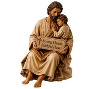 Statuetta di San Giuseppe dipinta a mano, statua religiosa in resina di San Giuseppe e bambino, statuetta cattolica da scrivania, decorazione ispiratrice per casa e ufficio, regalo religioso per