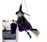 Statuetta di strega di Halloween, decorazioni per Halloween, scopa in bilico | Accessori decorativi per cortile, forniture per interni ed esterni, giardino, prato, casa infestata, feste per donne e