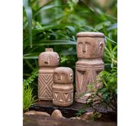 Statuetta di tribù primitiva, Scultura in Cemento intagliata a Mano, Regalo Tribale Rustico per Mamma e papà, Decorazione primitiva, Statue di civiltà Antica, Set di 3 Decorazioni per la CAS