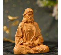 Statuetta di un santo che medita pacificamente, decorazione religiosa in legno realizzata a mano, regalo spirituale for l'ufficio domestico for Natale, stanza della meditazione cristiana(10cm)