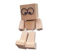 Statuetta di uomo che scuote in legno con piedi a dondolo, ornamento interattivo realizzato a mano, per scrivania e auto, porta movimento divertente e fascino a qualsiasi spazio (A)