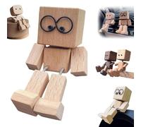 Statuetta di uomo che scuote in legno, fatta a mano, con molteplici decorazioni magnetiche, divertente decorazione per cruscotto dell'auto, piccole bambole nerd (C)