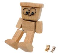 Statuetta di uomo in legno agitante, ornamento per auto fatto a mano, divertente decorazione per cruscotto auto, decorazione moderna da scrivania, piccole bambole nerd per casa, ufficio e auto (C)