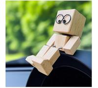 Statuetta di uomo in legno agitante, ornamento per auto fatto a mano, divertente decorazione per cruscotto auto, decorazione moderna da scrivania, piccole bambole nerd per casa, ufficio e auto (B)