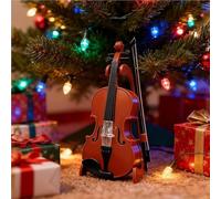 Statuetta di violino minuscolo riproducibile, il violino più piccolo del mondo con storia singhiozzante sonora, mini replica di strumento musicale con arco e custodia(9.84"x3.54"x1.51")