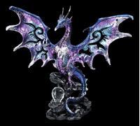 Statuetta Drago - Blu Dragon Protector Fantasy Dragon Figura Decorativa 21cm Blu