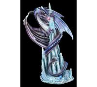 Statuetta Drago - Mächtiger Blauer di Ghiaccio - Decorazione Fantasy Gotico H