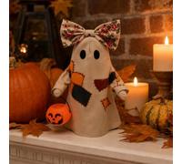 Statuetta fantasma di Halloween - Divertente statua fantasma patchwork vintage illuminata per decorazioni di Halloween per interni, decorazioni per la casa spettrali e decorazioni per scrivania da