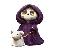 Statuetta fantasma di Halloween, statua del falciatrice con una figura di cane fantasma che cammina, statua spaventosa in resina raffigurante un dito d'onore decorazione da tavolo per Halloween