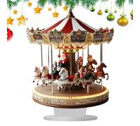 Statuetta festiva carosello - Modello da tavolo stagionale, elemento decorativo invernale | Elemento villaggio nostalgico musicale in movimento da collezione, accento natalizio per la casa