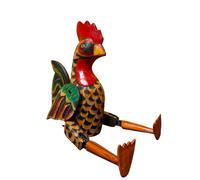 Statuetta gallo in legno burattino decorativo