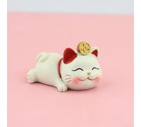Statuetta Gatto Maneki Neko Resina Bianca 4cm(2) | Dimensioni compatte 4x5cm, colore , perfetto per consolle centrale o scaffale