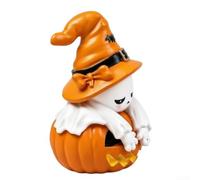 Statuetta Halloween Triste Zucca 3.9in Resina Statuetta Halloween | Resina robusta, finitura dipinta a mano, texture realistica, per superficie liscia, durata nel tempo