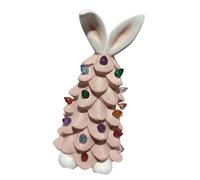 Statuetta illuminante in resina con orecchie di coniglio, statua di albero, perline colorate per decorazioni pasquali e decorazioni per la casa, decorazioni pasquali decorazione per albero da tavolo