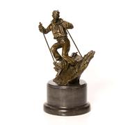 Statuetta in bronzo e marmo sciatore neve trofeo