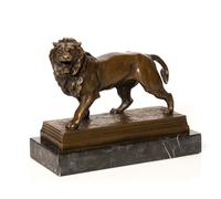 Statuetta in bronzo rappresentante un leone con zoccolo in marmo