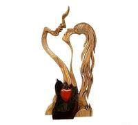 Statuetta in legno a forma di cuore che si bacia, statuetta per la decorazione della casa, scultura artistica in legno intagliato a mano, per San Valentino per gli amanti