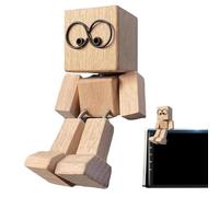 Statuetta in legno tremolante,Scultura mobile per la tavola del bordo, espressioni decorative magnetiche, decorazione divertente per auto, ufficio e soggiorno, uomo in legno altalena artigianale