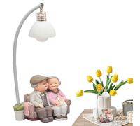 Statuetta in miniatura di coppia di anziani, statua commovente dei nonni con gatto che abbraccia il design, ornamento decorativo da tavolo per casa, camera da, famiglia, genitori, 9,94 x 6,9 x