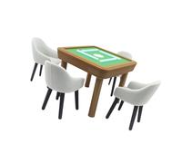 Statuetta in miniatura in scala 1/12 Mahjong con tavolo e sedia per casa delle bambole con realistica e raffinata impostazione scenica dei dettagli mobili per la casa delle bambole