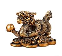 Statuetta in resina a forma di drago cinese, per interni, per camera da letto, soggiorno o ufficio, con simbolismo tradizionale e obiettivi Feng Shui (bronzo)