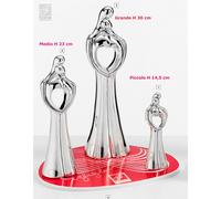 Statuetta In Resina Argentata Innamorati Cuore Medio h 23 cm argento