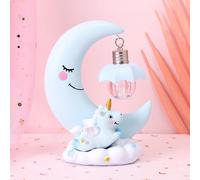 Statuetta in resina con luce notturna a forma di luna di unicorno per