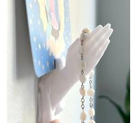 Statuetta In Resina Mani Giunte Preghiera Statua Strega Demone Giunte Statue Da Appendere Al Muro Scultura Artistica Estetica Portagioie Per Chiavi La Camera Da Letto Decorazione Artistica(Blanc)