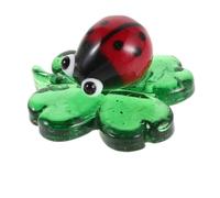 Statuetta Mini Coccinella in Vetro Verde su Fiore Realizzata a Mano | Decorazione da Giardino e Stufa, Realistico Pezzo Unico, Display Tutto L'anno