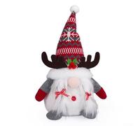 Statuetta natalizia con gnomo di Babbo Natale, senza volto, design unico con Rudolph, per interni ed esterni, su tavolo da caminetto o tovaglia da giardino, materiale 16 x 10 x 28 cm (donna)