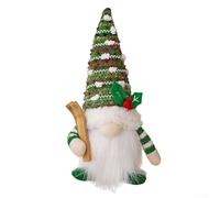 Statuetta natalizia fatta a mano a forma di gnomo natalizio in rosso e verde con design Tomte illuminato, ornamento per le vacanze, per mensola o mensola 16 x 28 cm (verde)