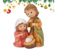 Statuetta natalizia in resina, statua della Sacra Famiglia per scrivania, Nascita di Gesù Ornamento con compatto, accessori per la casa per libreria, davanzale della finestra, libreria, espositore per