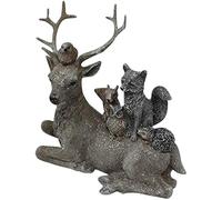 Statuetta ornamentale con renna cervo volpe gufo scoiattolo riccio pettirosso bosco animali ornamentali larghezza 16,5 cm