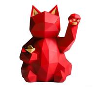 Statuetta per gatto per portafortuna Resina Bianca Rossa Statuetta | Disponibile e , dettagli , , simbolo per di buona sorte e prosperità(red large size)