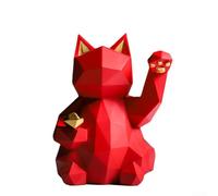 Statuetta per gatto per portafortuna Resina Bianca Rossa Statuetta | Disponibile e , dettagli , , simbolo per di buona sorte e prosperità(Red small size)
