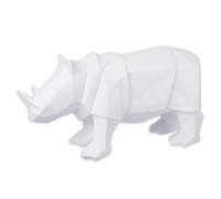 Statuetta poligonale in resina raffigurante un rinoceronte, bianca replica desig